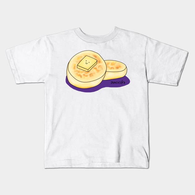 Little crumpets with butter Kids T-Shirt by Snacks At 3